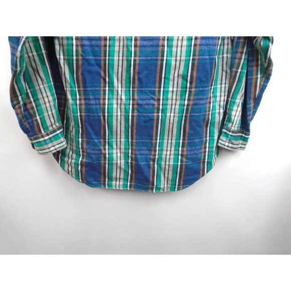 FIVEBROTHER Vintage Mens Size L Heavy Weight Flannel Blue Plaid Long Sleeve - Picture 9 of 9
